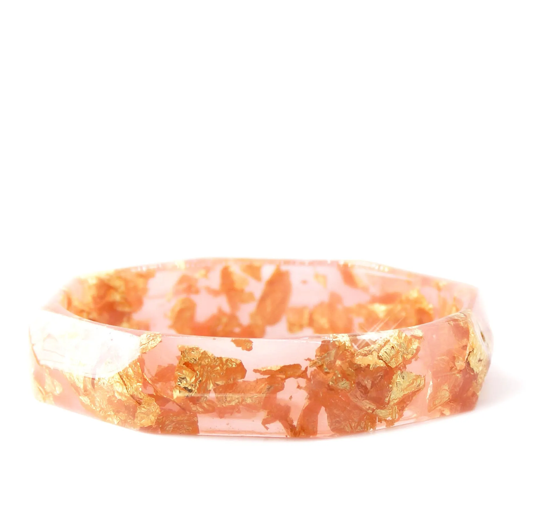 Faceted Rose Pink and Gold Flake Bracelet