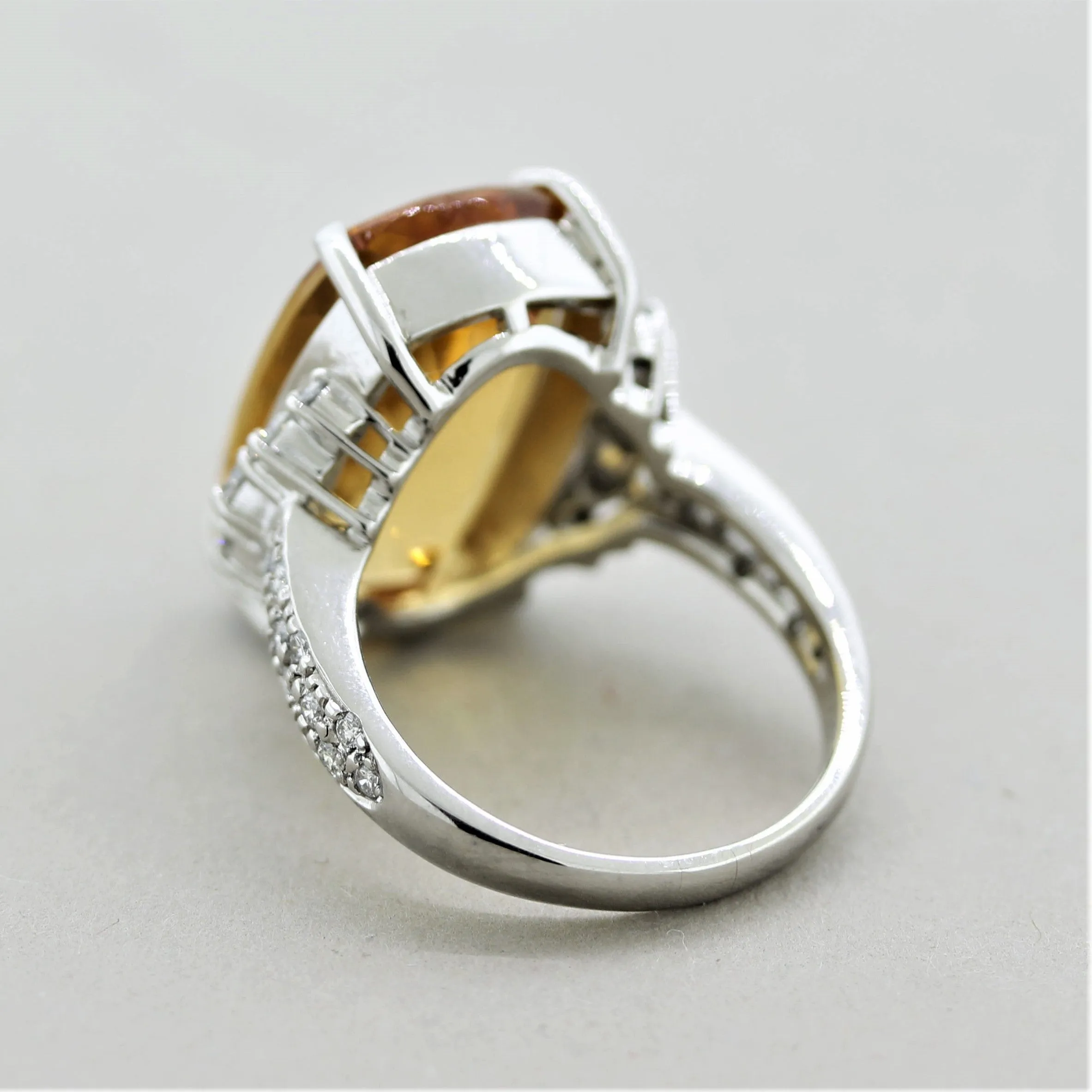 Fine Imperial Topaz Diamond Platinum Cocktail Ring
