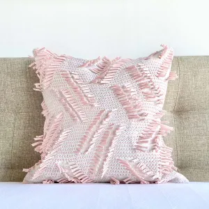Frill Boho Fringe Pillow Cover - Pink
