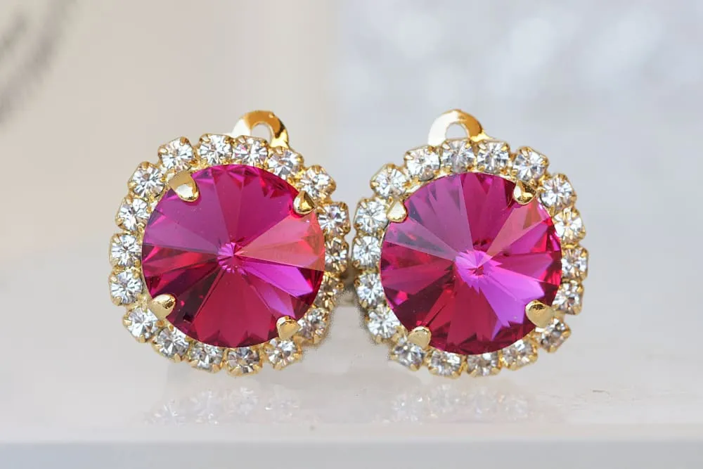 FUCHSIA STUD EARRINGS