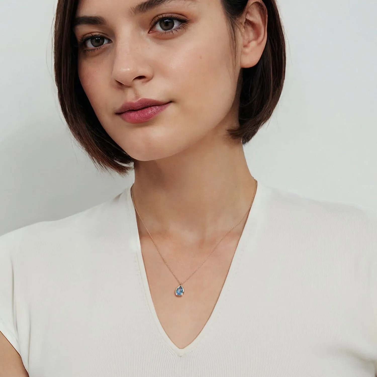 Gabriel & Co. Pear Shape Blue Topaz Pendant Necklace