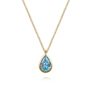 Gabriel & Co. Pear Shape Blue Topaz Pendant Necklace
