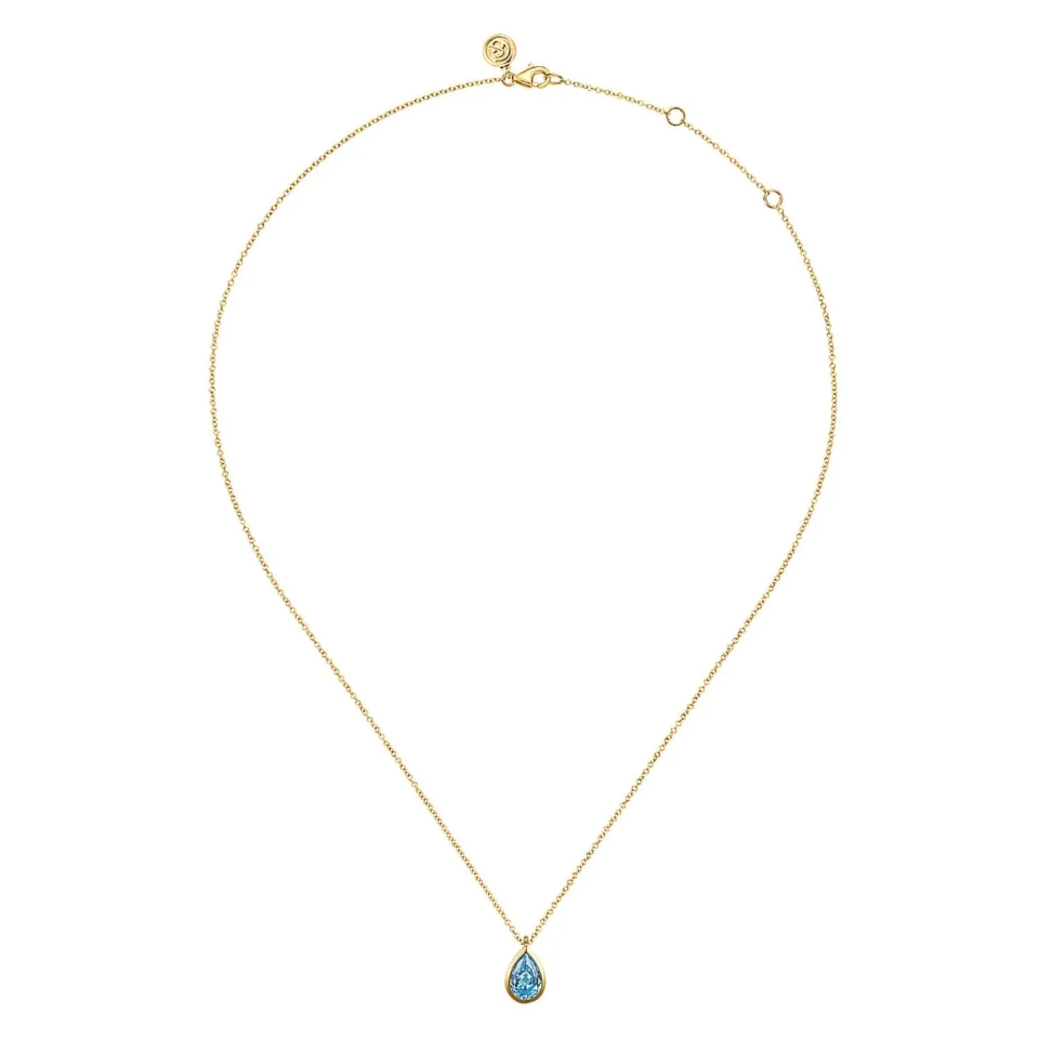 Gabriel & Co. Pear Shape Blue Topaz Pendant Necklace
