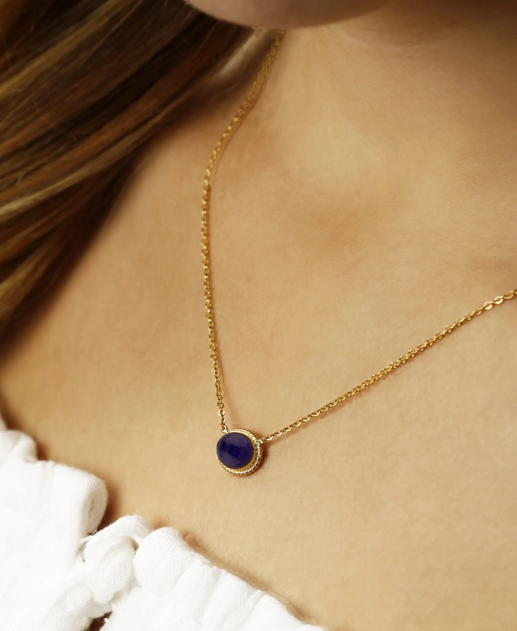 Gemstone Twist Bezel Necklace