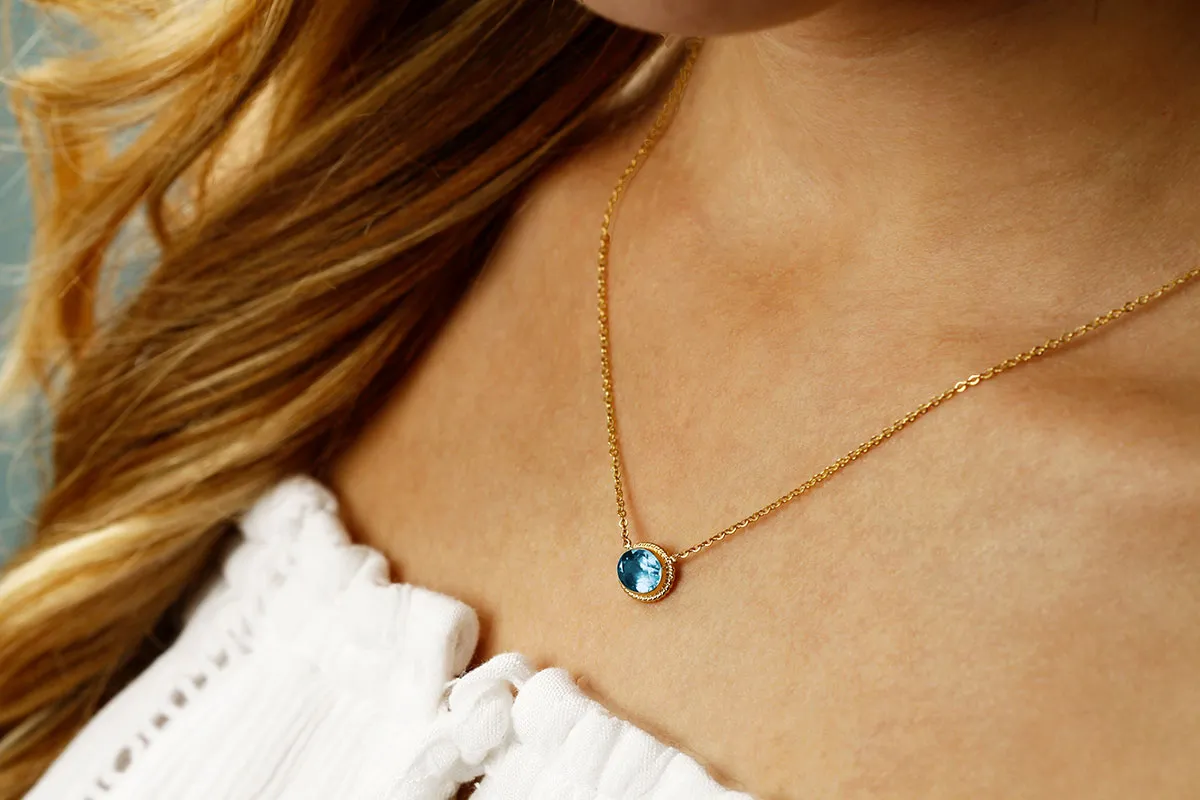 Gemstone Twist Bezel Necklace