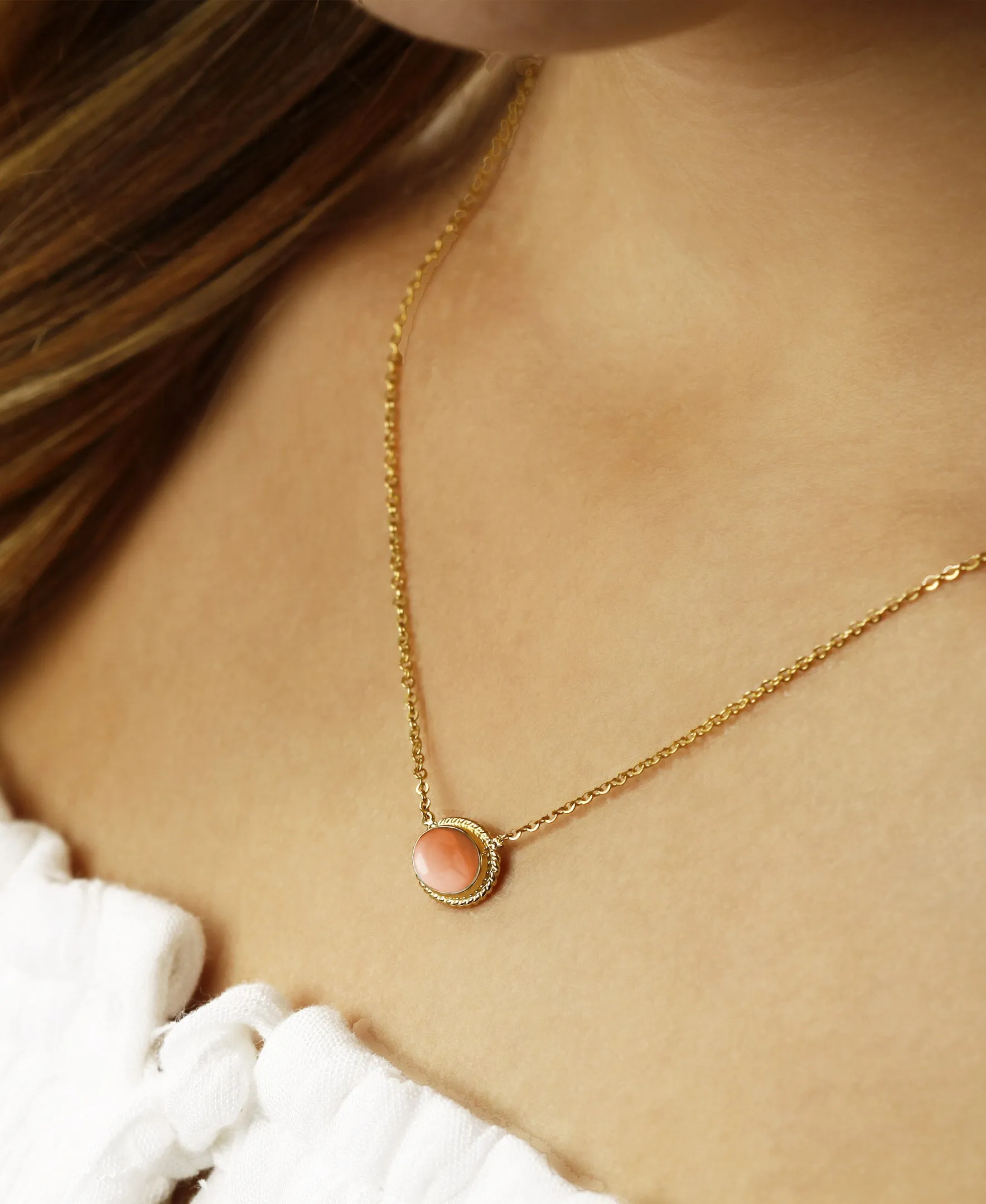 Gemstone Twist Bezel Necklace
