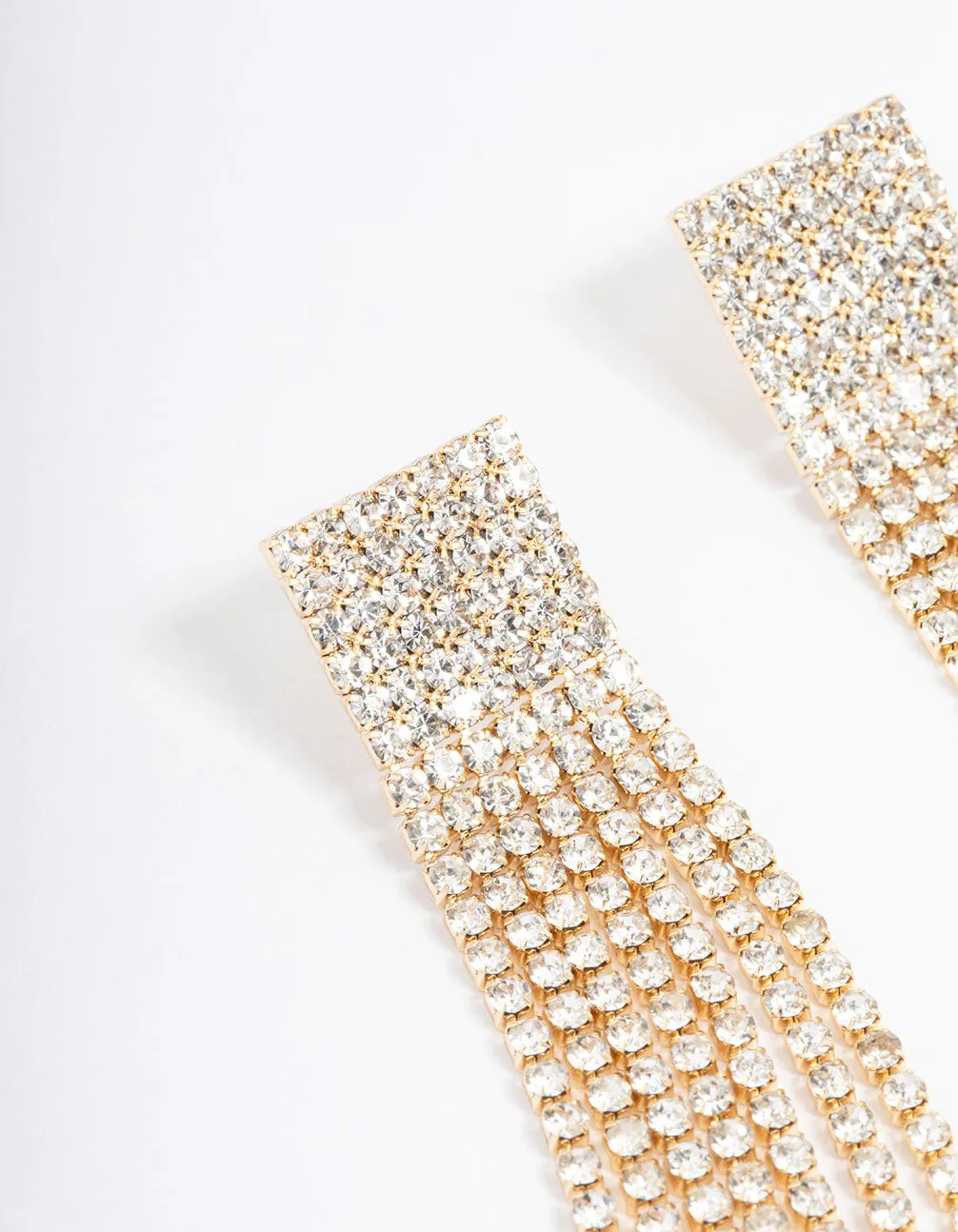Gold Square Cupchain Drop Earrings