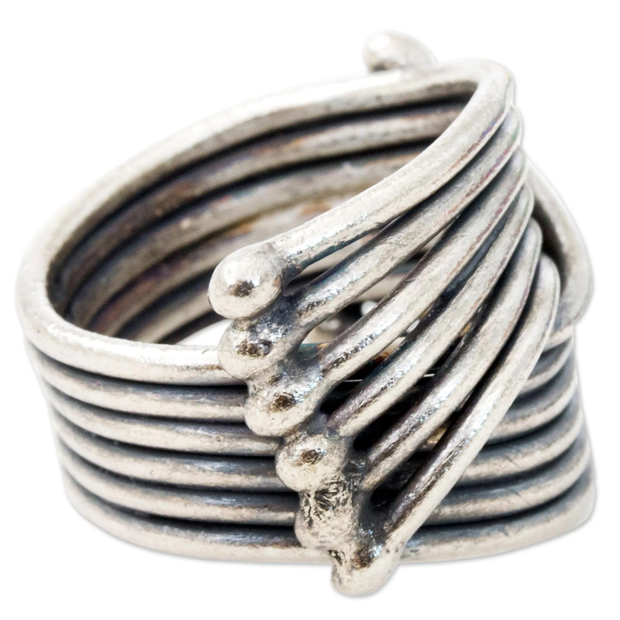 Hand Made Karen Sterling Silver Ring from Thailand - Sterling Hug | NOVICA