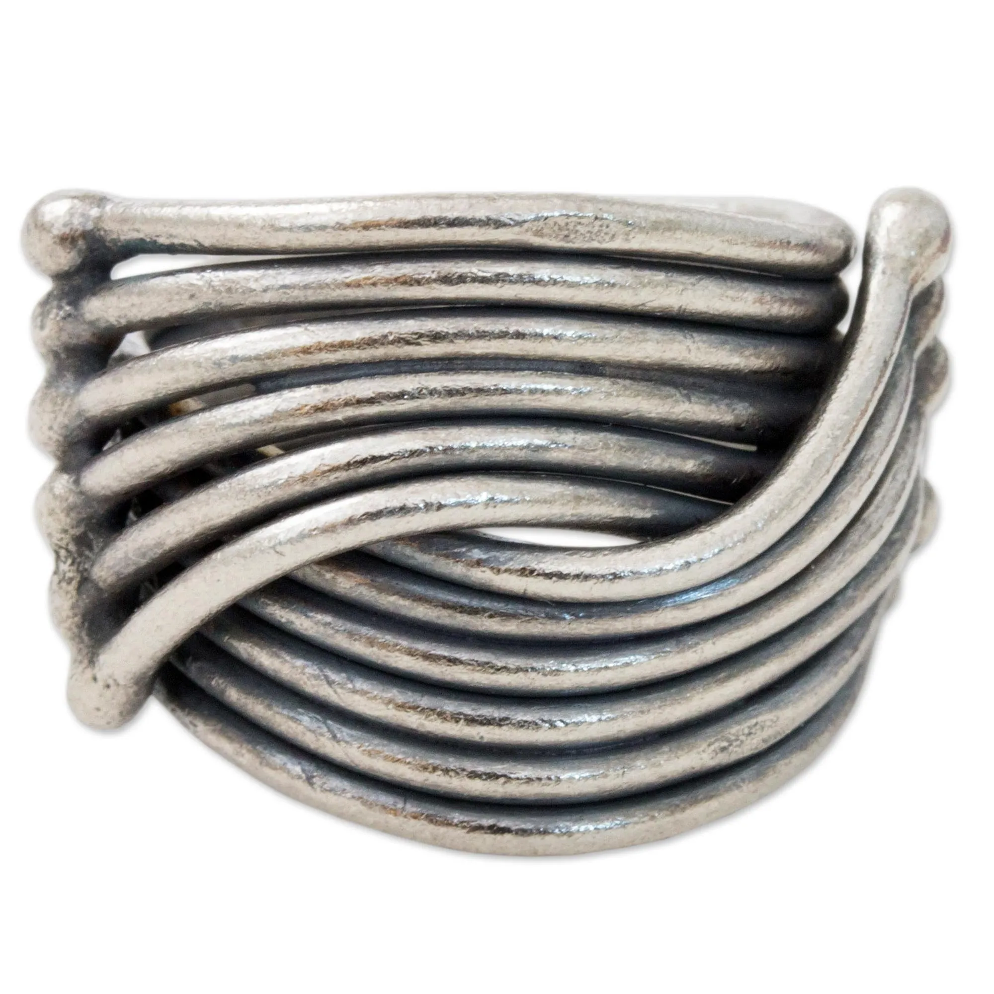 Hand Made Karen Sterling Silver Ring from Thailand - Sterling Hug | NOVICA