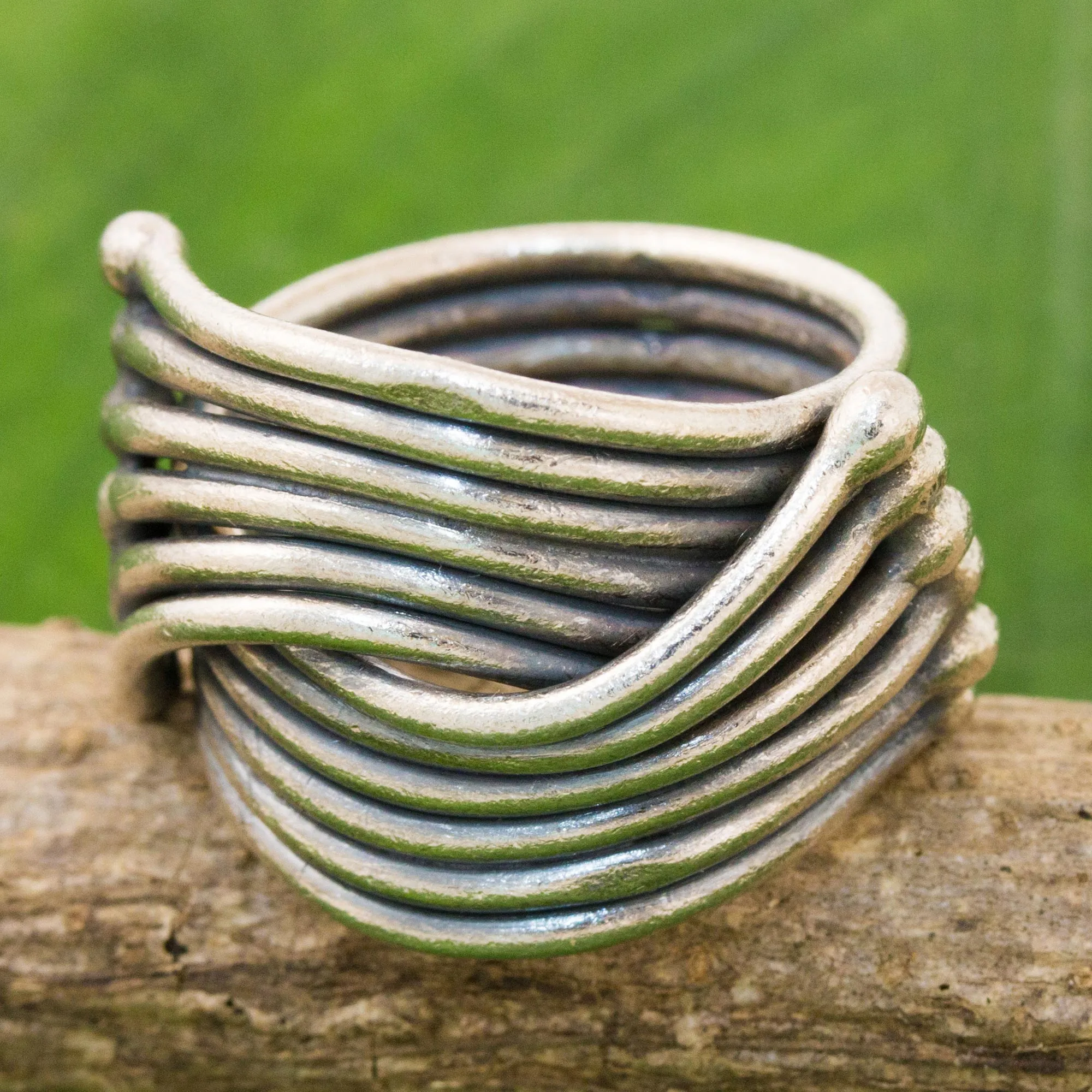 Hand Made Karen Sterling Silver Ring from Thailand - Sterling Hug | NOVICA