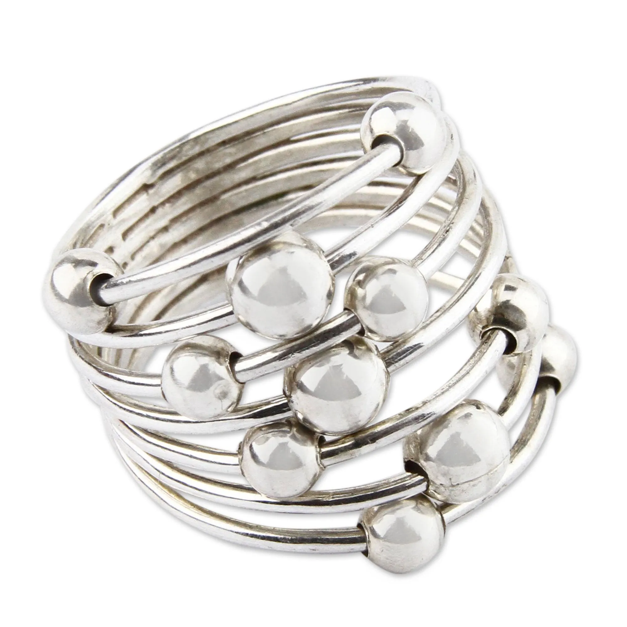 Handmade Modern Sterling Silver Cocktail Ring - Constellation | NOVICA