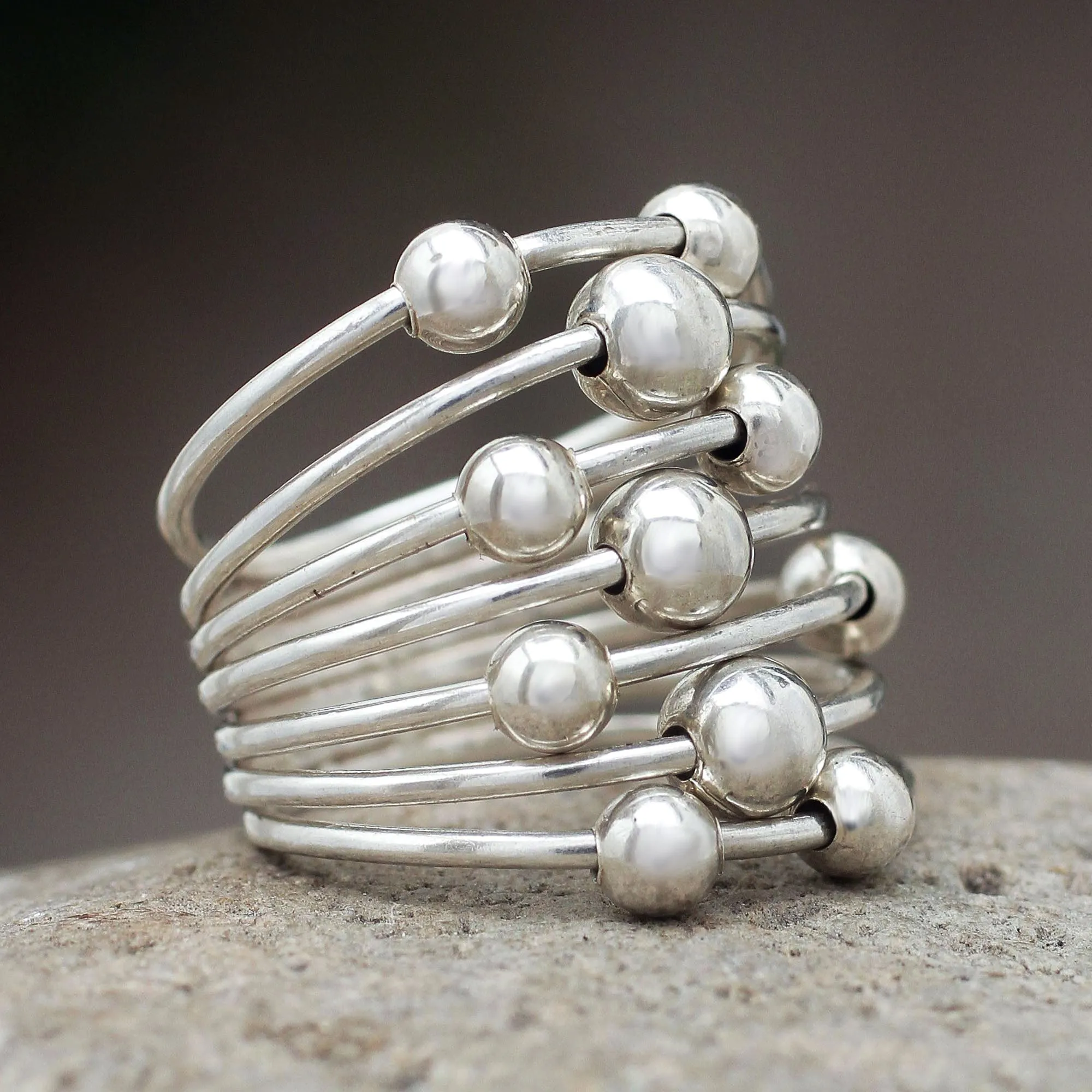 Handmade Modern Sterling Silver Cocktail Ring - Constellation | NOVICA