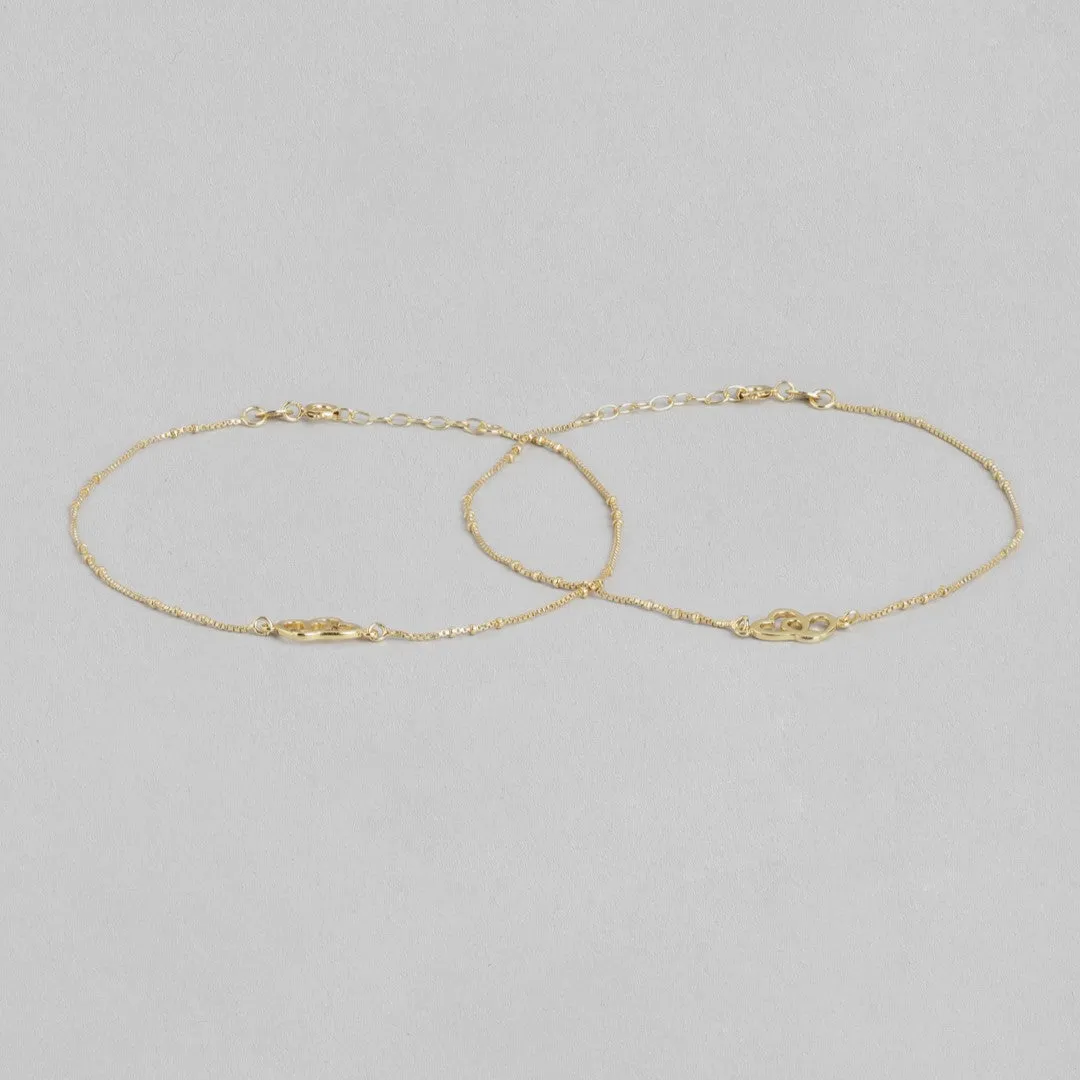 Hearts in Harmony Gold-Plated 925 Sterling Silver Dual Hearts Anklet