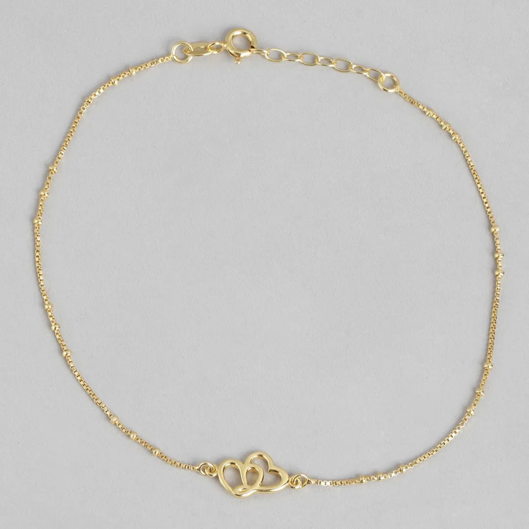 Hearts in Harmony Gold-Plated 925 Sterling Silver Dual Hearts Anklet
