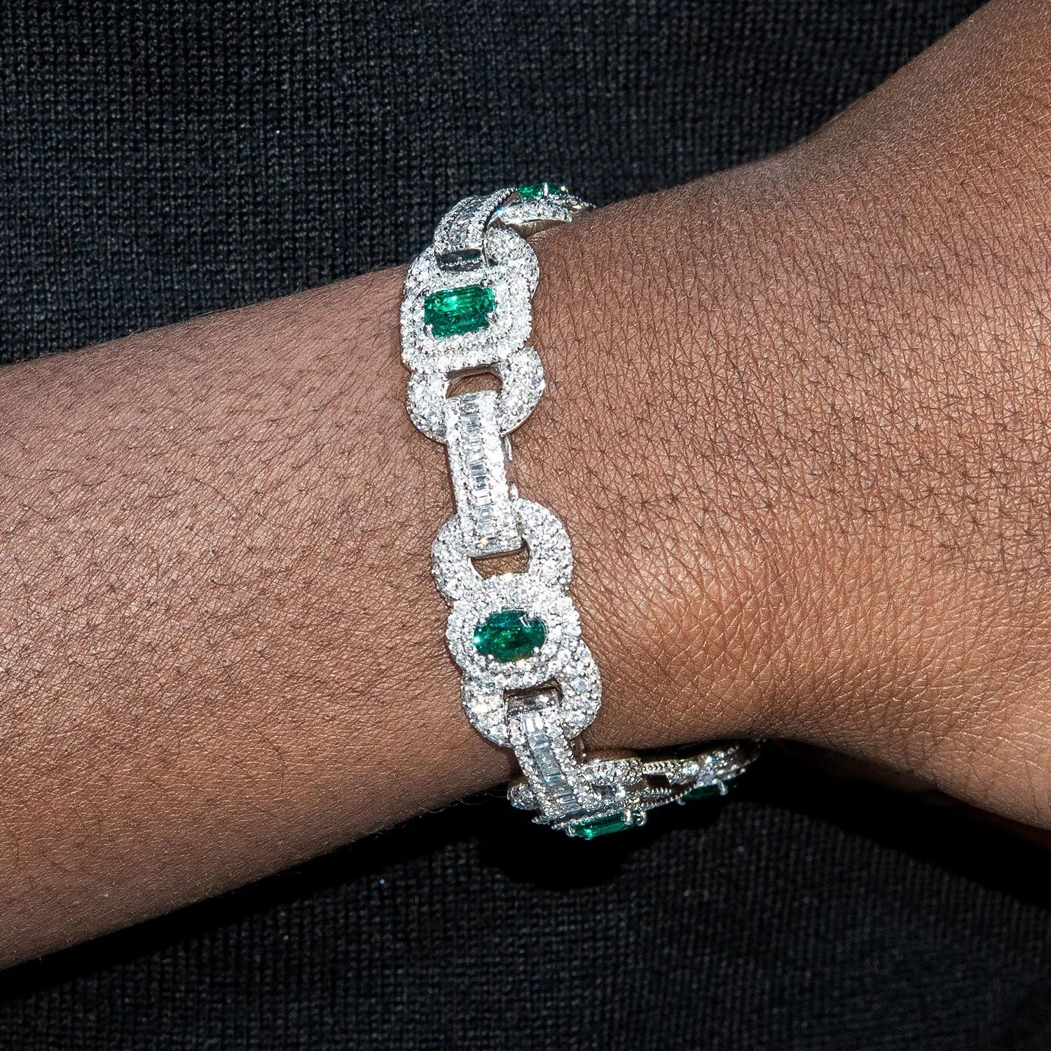High End Jewelry - Iced Out Emerald Bracelet