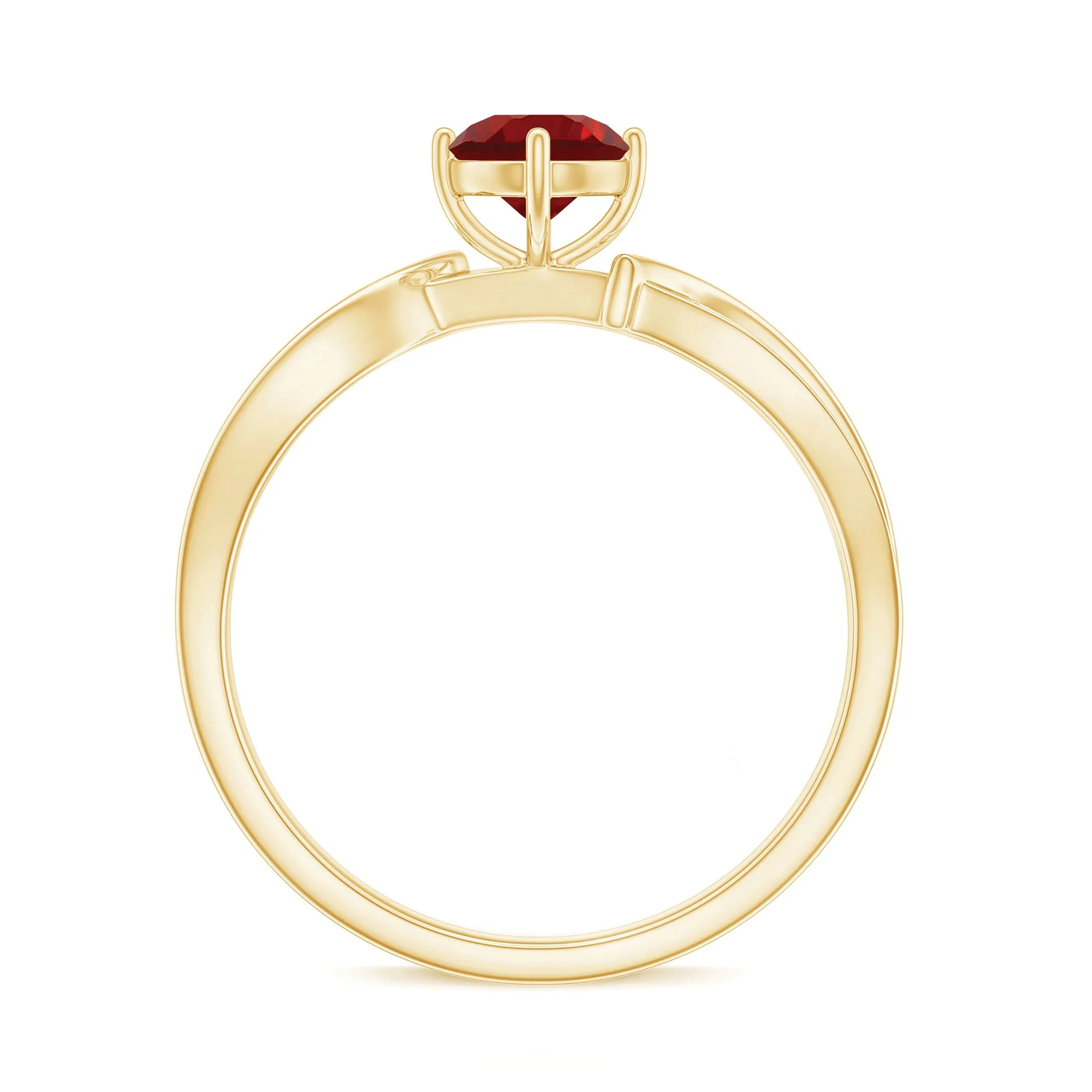 Infinity Shank Created Ruby Solitaire Engagement Ring with Diamond