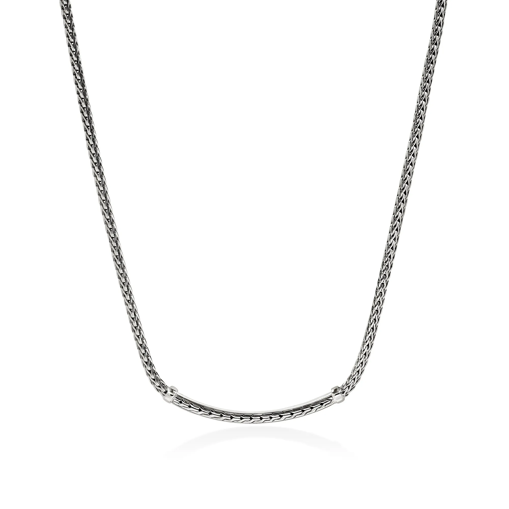 JOHN HARDY ESSENTIAL STERLING SILVER PAVE BLACK SAPPHIRE BAR NECKLACE