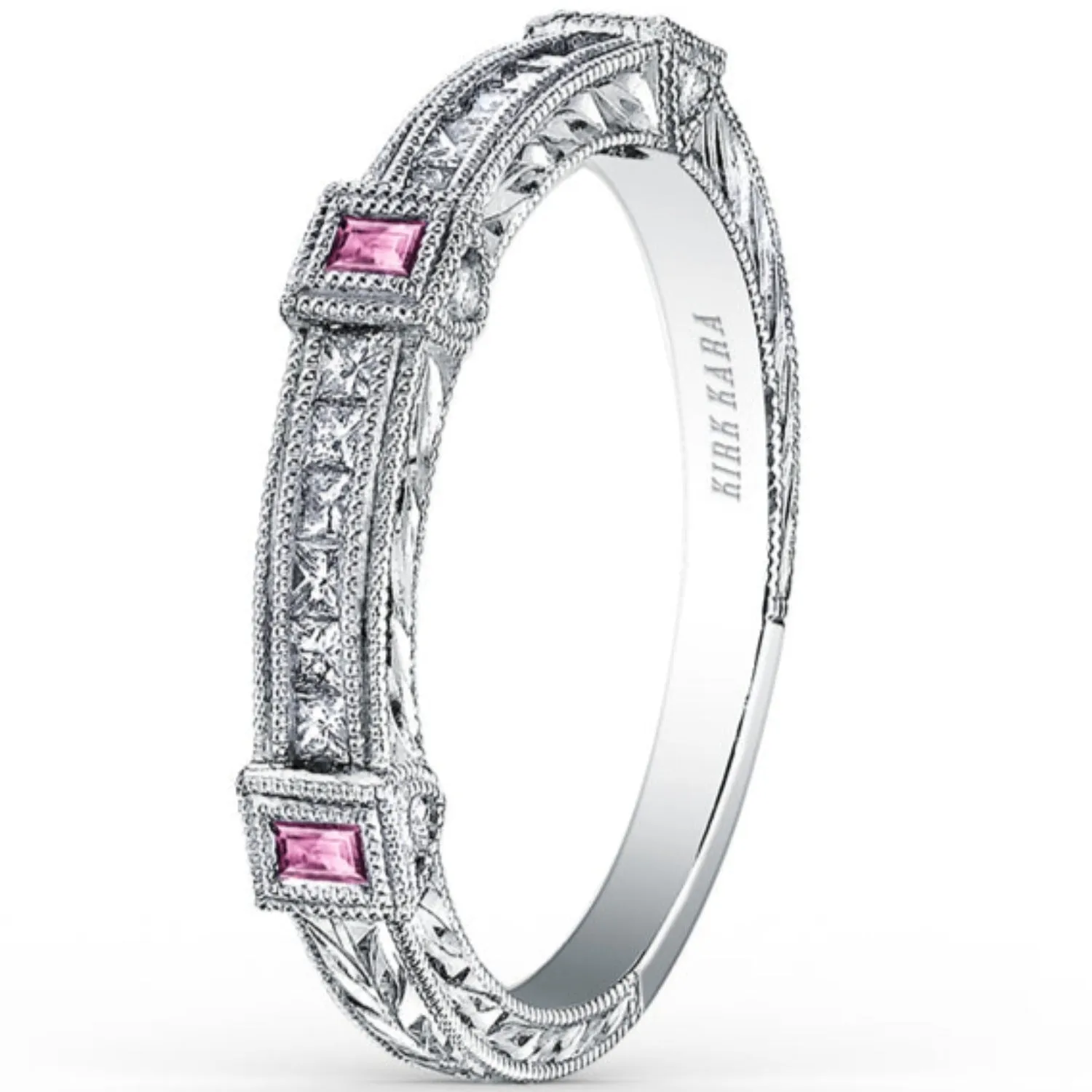 Kirk Kara "Carmella" Pink Sapphire & Diamond Wedding Band