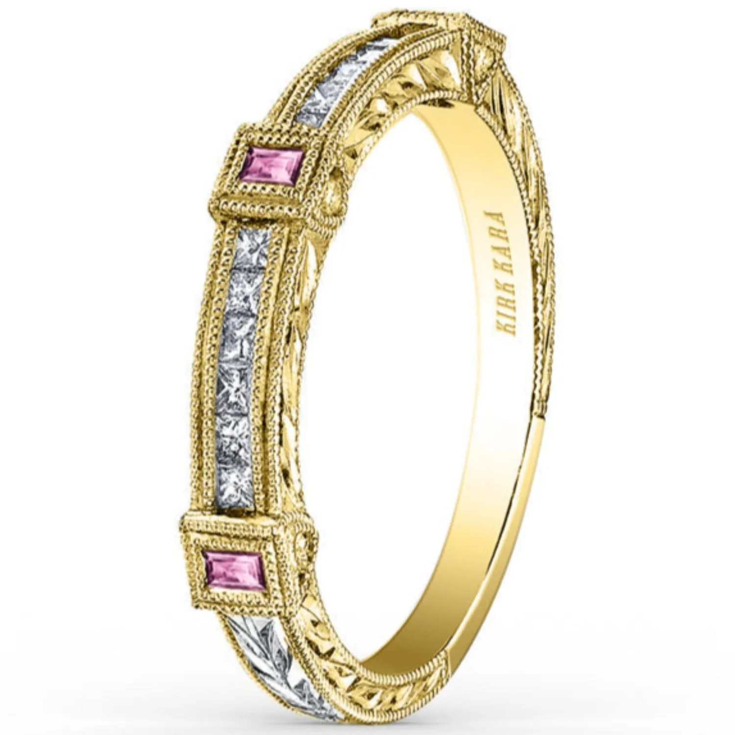 Kirk Kara "Carmella" Pink Sapphire & Diamond Wedding Band
