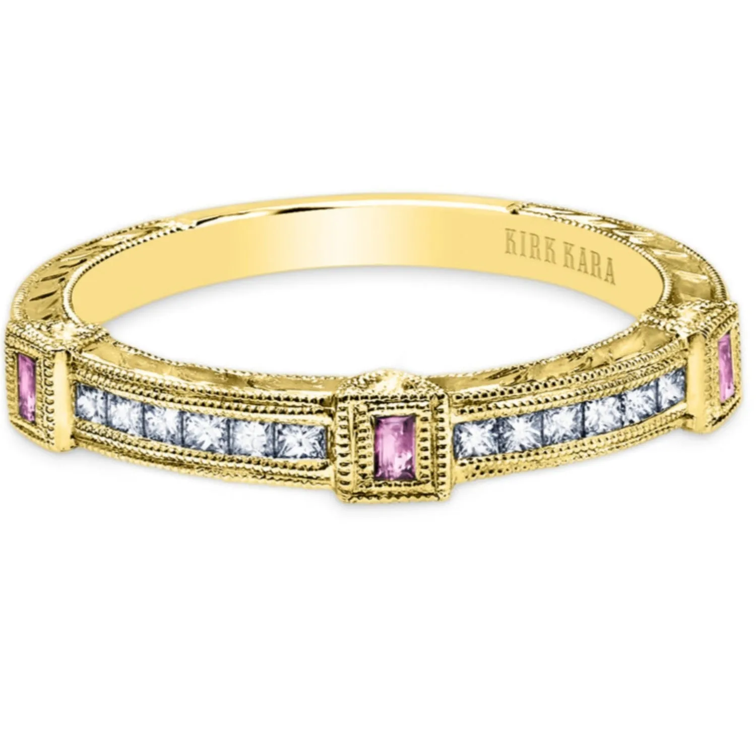 Kirk Kara "Carmella" Pink Sapphire & Diamond Wedding Band