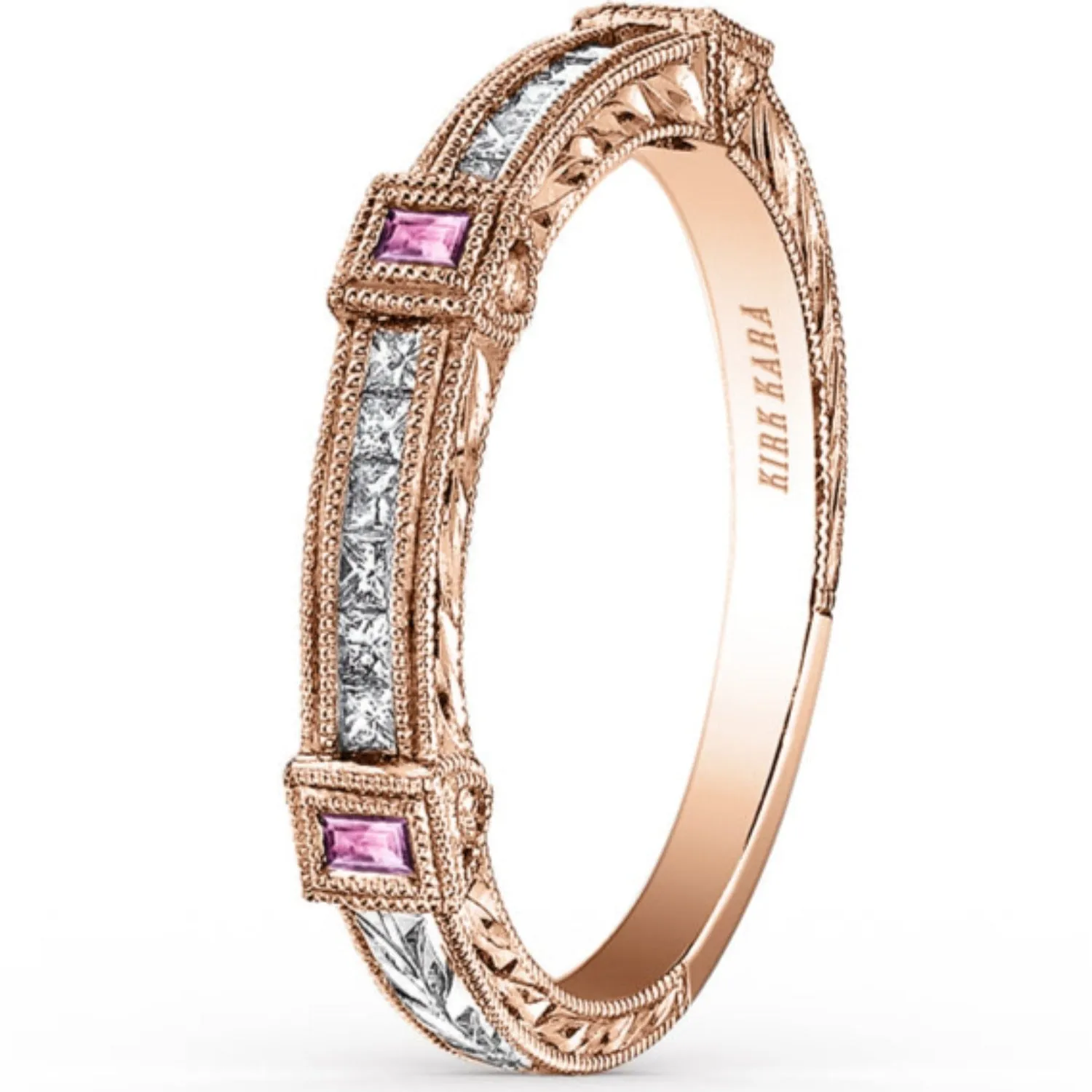Kirk Kara "Carmella" Pink Sapphire & Diamond Wedding Band