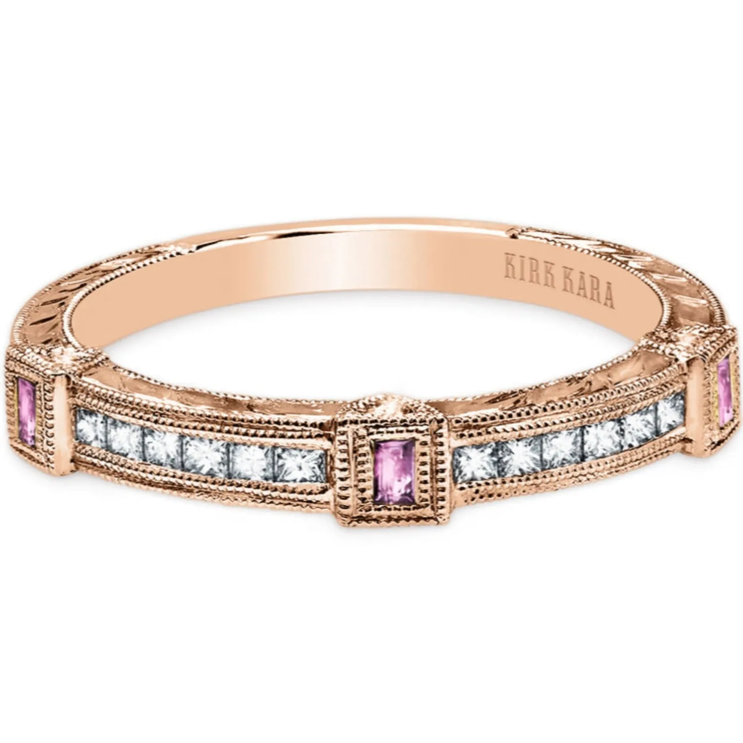 Kirk Kara "Carmella" Pink Sapphire & Diamond Wedding Band