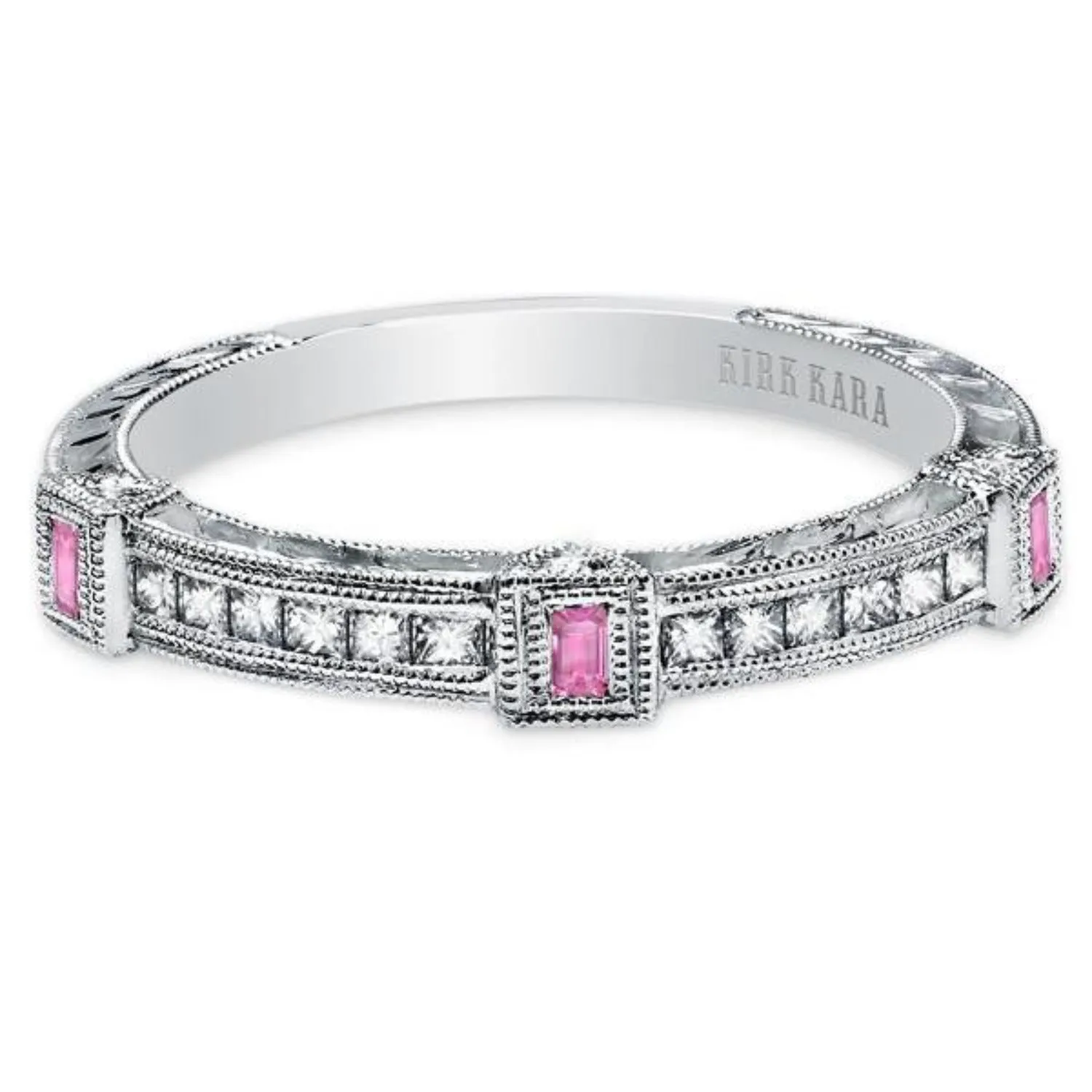 Kirk Kara "Carmella" Pink Sapphire & Diamond Wedding Band
