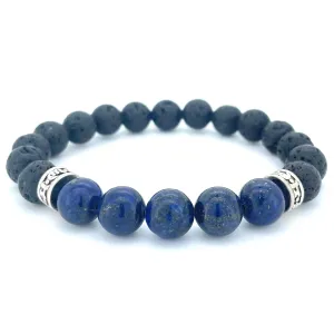 LAPIS LAUZULI & LAVA STONE BEADED BRACELET - PANCA COLLECTION
