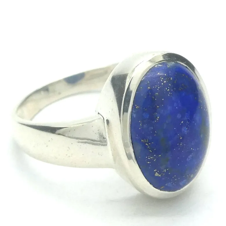 Lapis Lazuli Ring, Oval Cabochon, 925 Sterling Silver