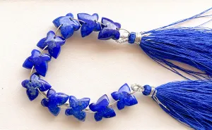 Lapis Lazuli Smooth Butterfly Shape Double Drill Beads, Rare Gemstone Design for Jewelry Making, 10x12mm, 10 Pieces String