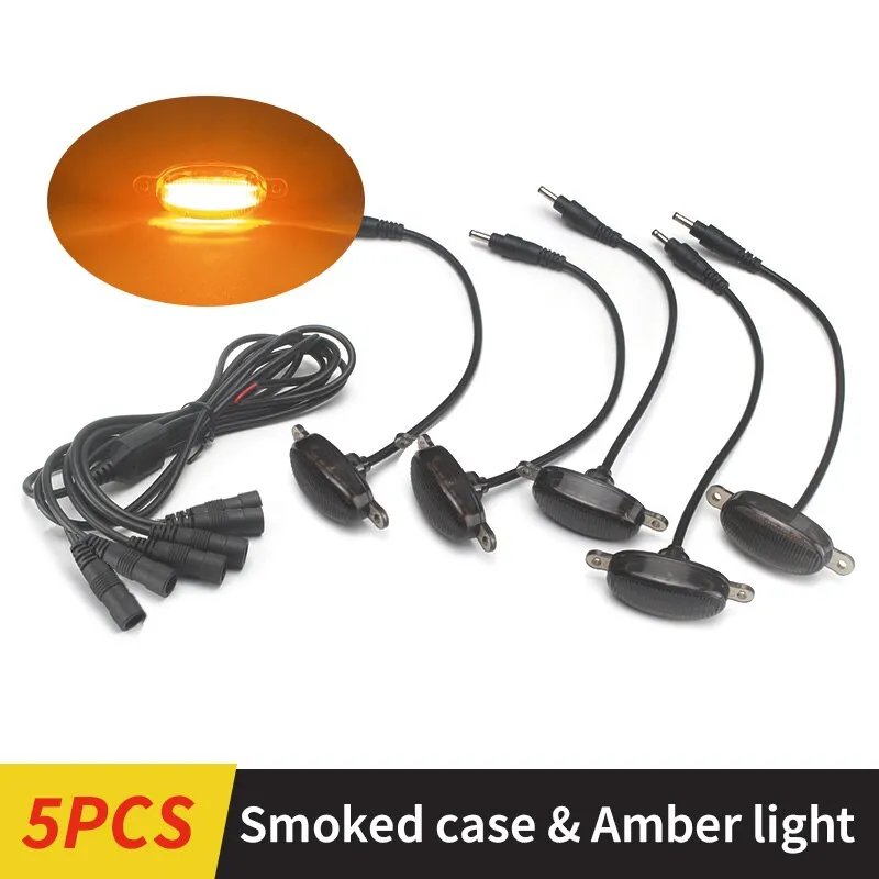 LED Front Grille Marker Lights w/Projector Lens Assembly Compatible with Cars, Pickups, Trucks, SUV, Trailer, 3000K Amber