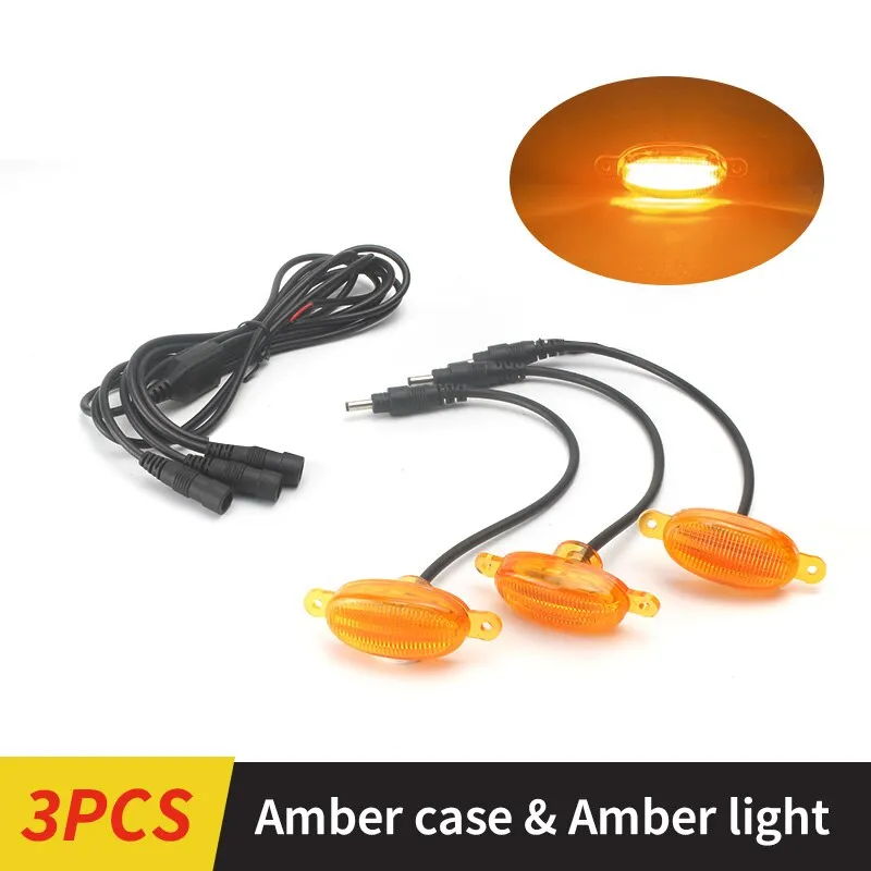 LED Front Grille Marker Lights w/Projector Lens Assembly Compatible with Cars, Pickups, Trucks, SUV, Trailer, 3000K Amber