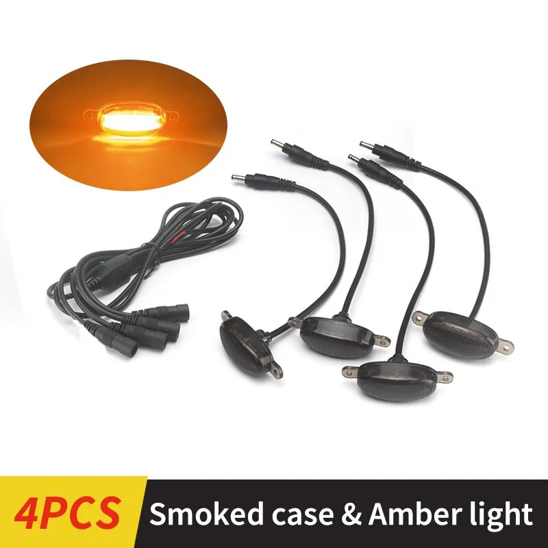 LED Front Grille Marker Lights w/Projector Lens Assembly Compatible with Cars, Pickups, Trucks, SUV, Trailer, 3000K Amber