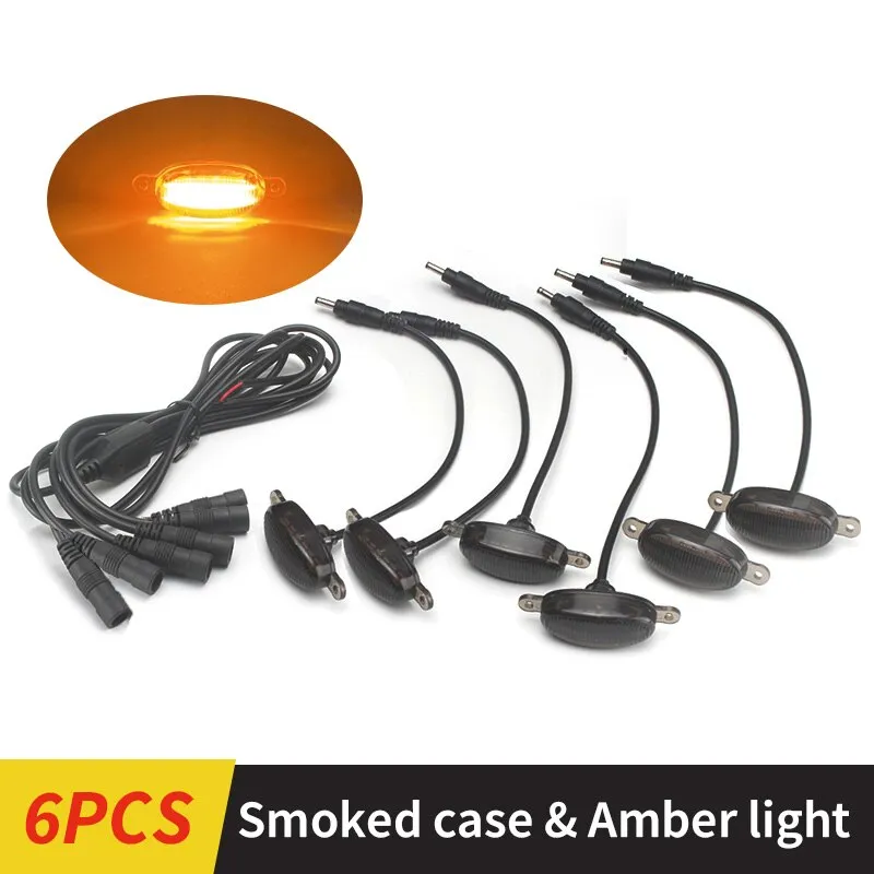 LED Front Grille Marker Lights w/Projector Lens Assembly Compatible with Cars, Pickups, Trucks, SUV, Trailer, 3000K Amber