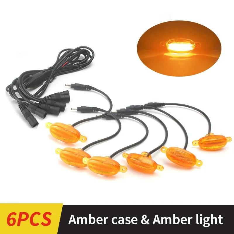 LED Front Grille Marker Lights w/Projector Lens Assembly Compatible with Cars, Pickups, Trucks, SUV, Trailer, 3000K Amber