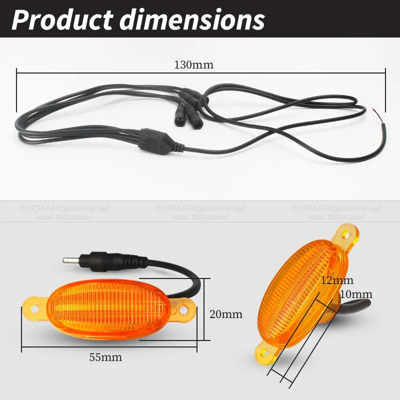 LED Front Grille Marker Lights w/Projector Lens Assembly Compatible with Cars, Pickups, Trucks, SUV, Trailer, 3000K Amber