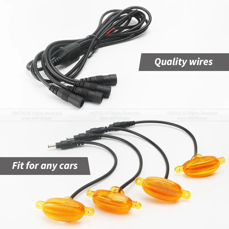 LED Front Grille Marker Lights w/Projector Lens Assembly Compatible with Cars, Pickups, Trucks, SUV, Trailer, 3000K Amber