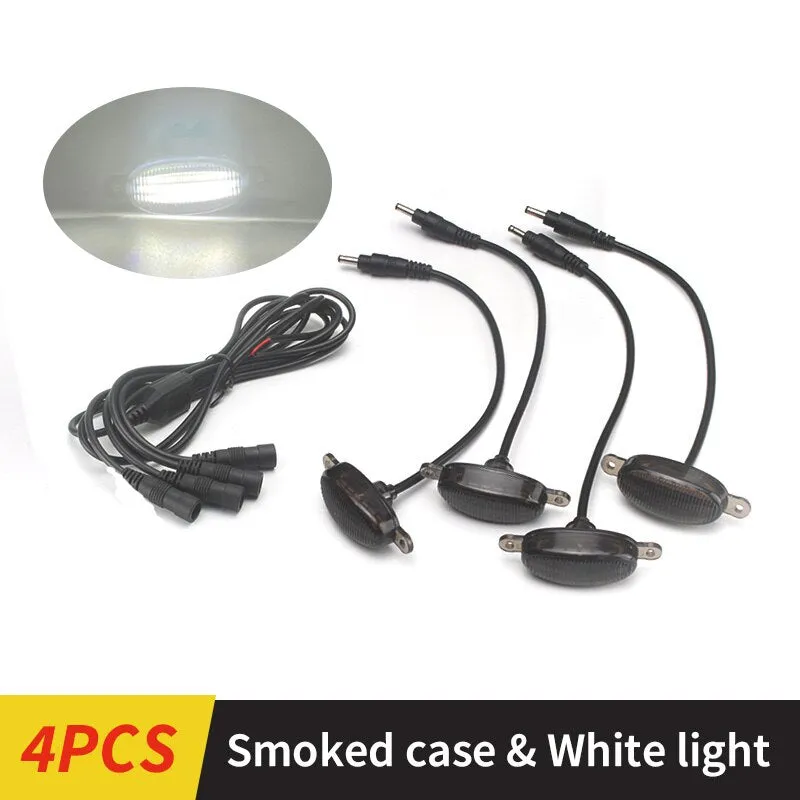 LED Front Grille Marker Lights w/Projector Lens Assembly Compatible with Cars, Pickups, Trucks, SUV, Trailer, 3000K Amber