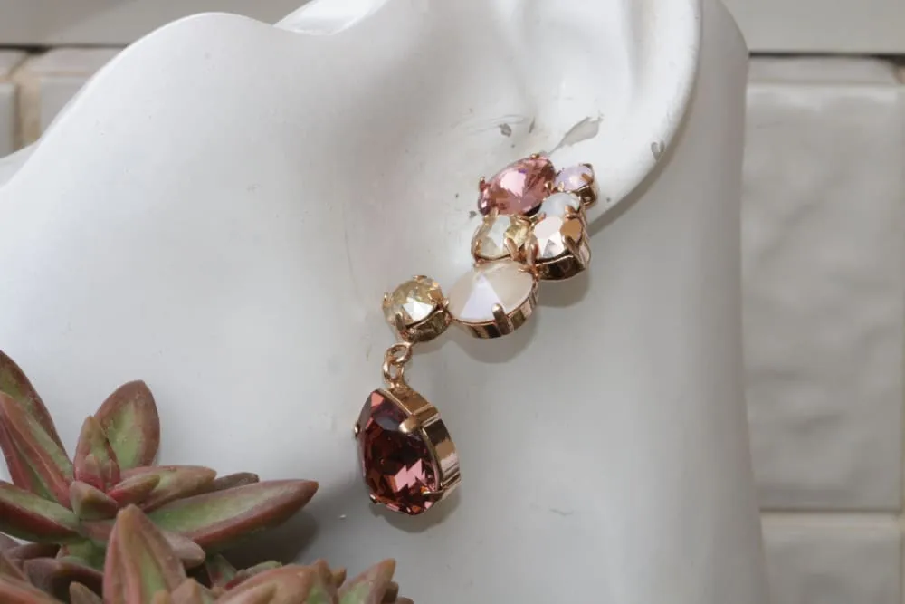 LONG PINK CHANDELIERS