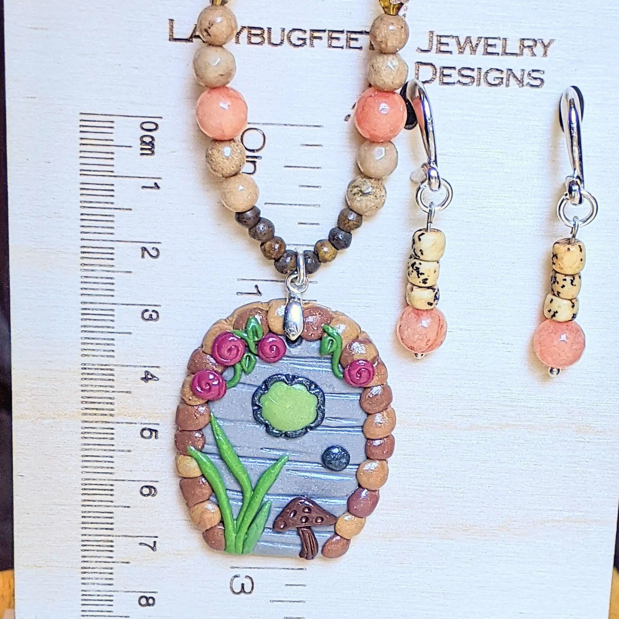 Magical Fairy/Gnome/Hobbit Door Beaded Necklace / Earring Set, 22 inch