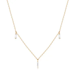 Marina | Floating Triple Baguette White Sapphire Necklace