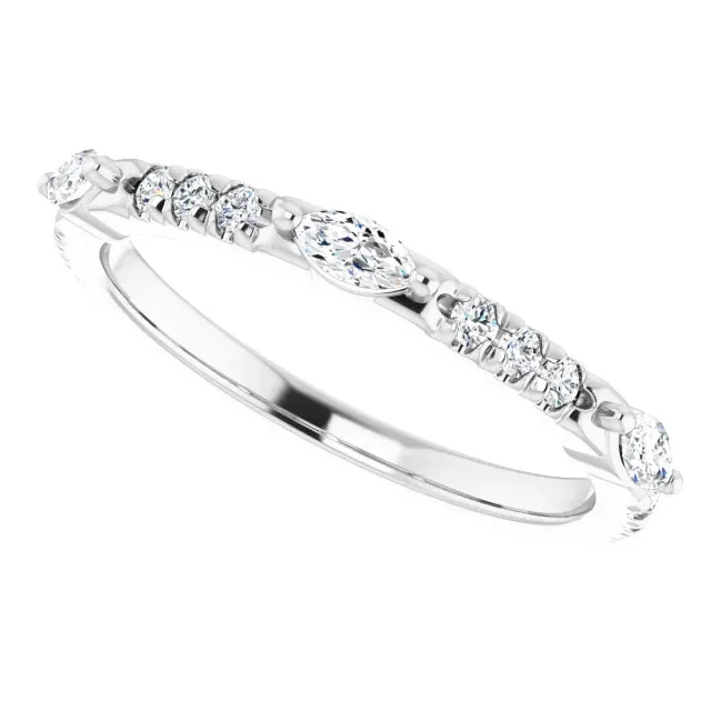 Marquise Small Round Anniversary Band