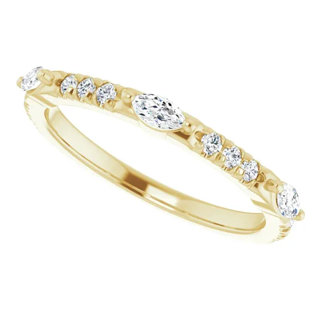 Marquise Small Round Anniversary Band