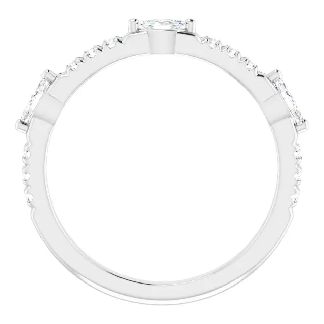 Marquise Small Round Anniversary Band