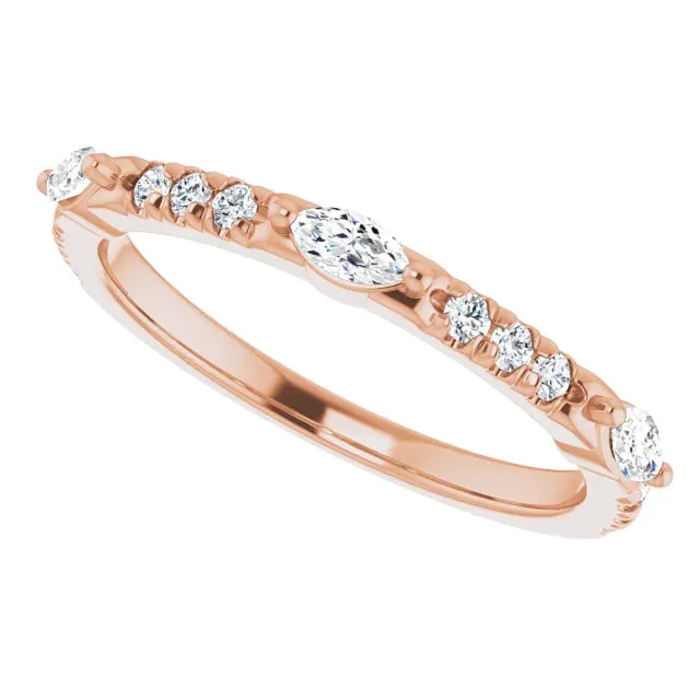 Marquise Small Round Anniversary Band