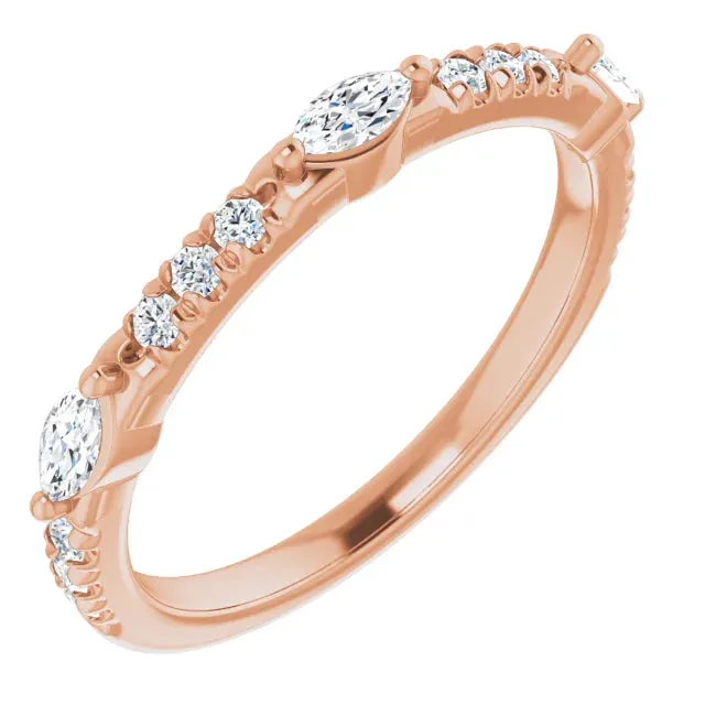 Marquise Small Round Anniversary Band