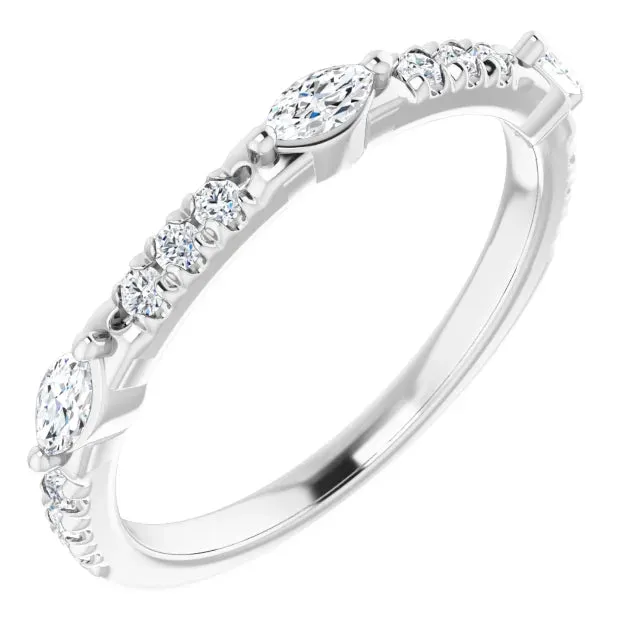 Marquise Small Round Anniversary Band