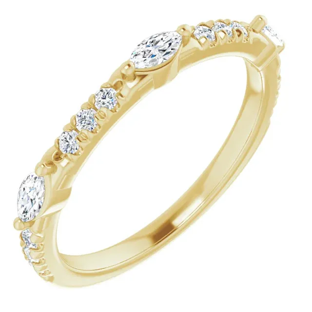 Marquise Small Round Anniversary Band