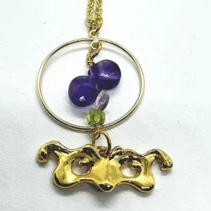 Mask Necklace Circular Amethyst Peridot