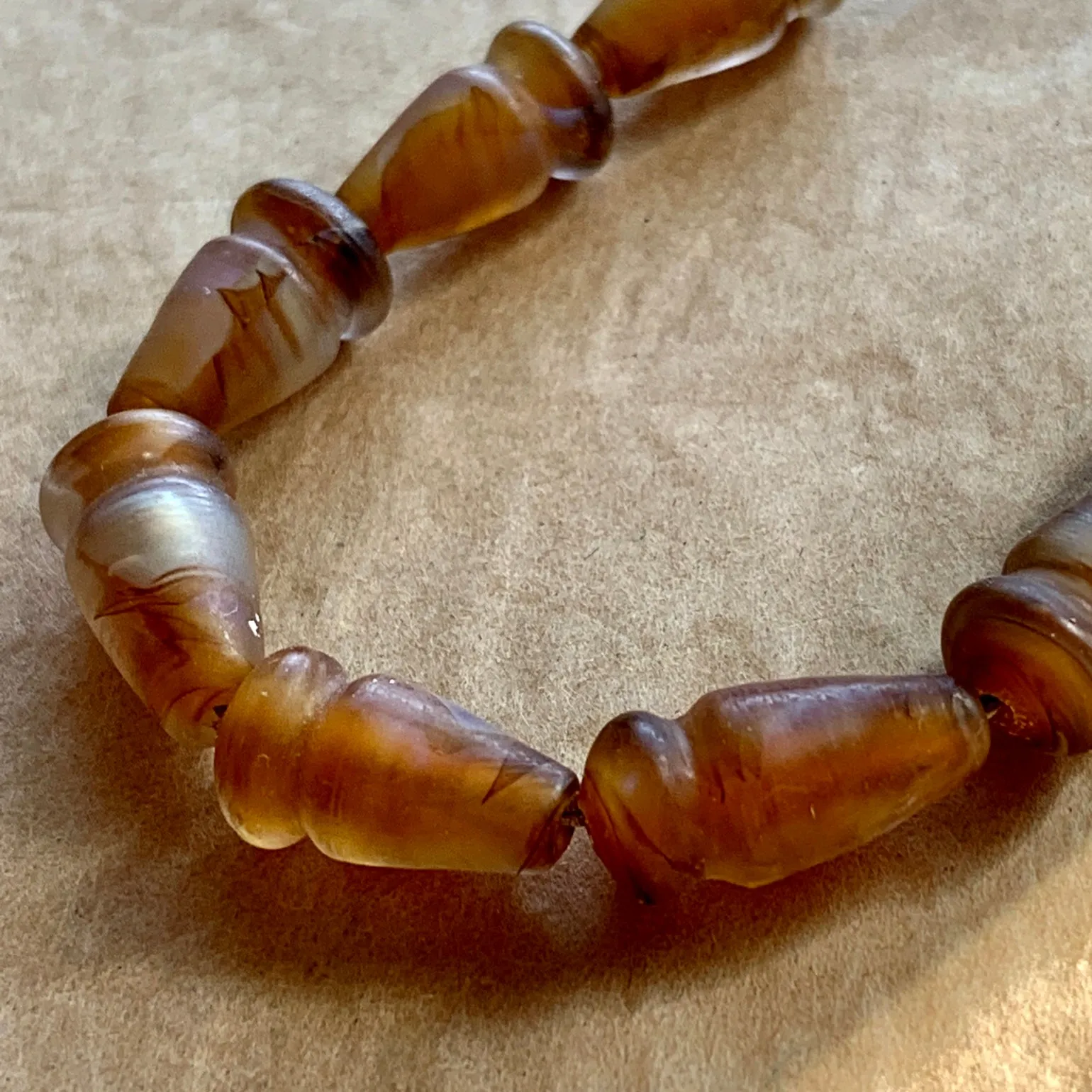 Matte Amber Venetian Glass Teardrop